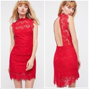 Intimately FP Daydream Bodycon Red Lace Slip Dress